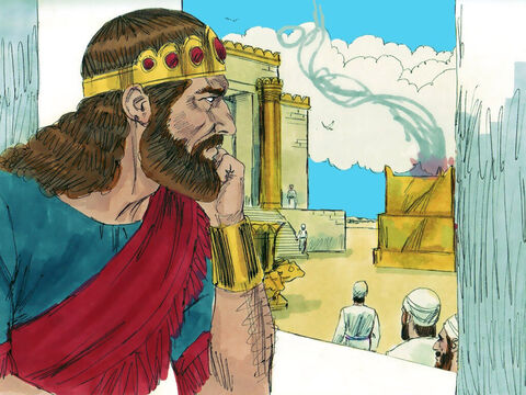 Osiemnaście lat później umarł król Roboam, a następcą został jego syn Abiasz. Siedzibą króla była Jerozolima, gdzie znajdowała się świątynia, w której służbę Bogu pełnili kapłani. – Slajd 2