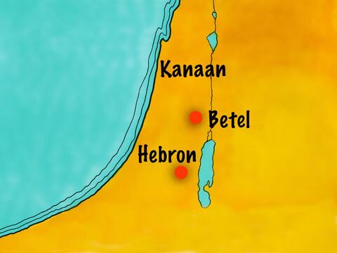 Abram osiedlił się w Hebronie, na zachód od ziemi, w której zamieszkał Lot. – Slajd 12