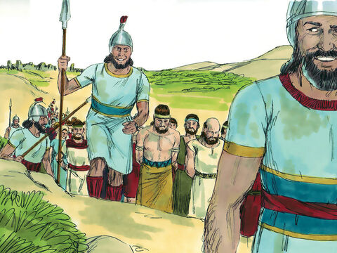 Król Achaz przeżył bitwę, ale duża liczba Judejczyków została schwytana i deportowana do Damaszku w ziemi aramejskiej. – Slajd 6