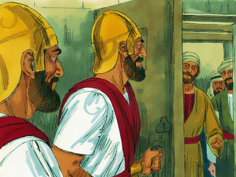 Arcykapłan i ludzie z jego otoczenia zaczęli zazdrościć apostołom ich popularności, dlatego ponownie ich zatrzymali i wtrącili do więzienia. <br/> – Slajd 2