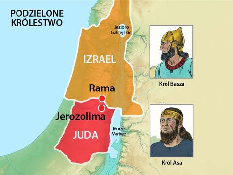 Oddziały króla Baszy przeniosły się na terytorium przygraniczne plemienia Beniamina, do miasta Rama, przez które przebiegał główny szlak handlowy z Judą. – Slajd 4