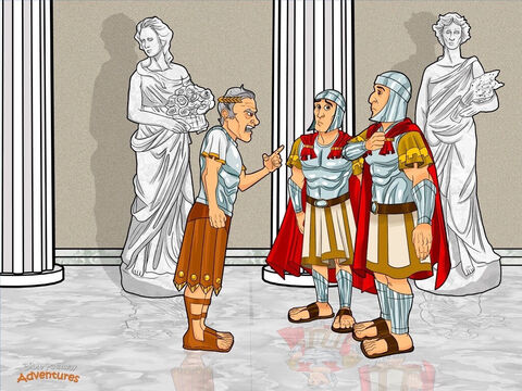 Jeszcze tego samego roku cesarz August – władca potężnego Imperium Rzymskiego – zarządził spis ludności. Rzymianie rządzili Judeą, a Hebrajczycy byli zmuszeni do przestrzegania surowych praw Rzymu. Cesarz chciał wiedzieć, ilu ludźmi rządzi i ilu może opodatkować. W końcu było mnóstwo dróg do zbudowania!<br/>„Każdy musi udać się do swojego rodzinnego miasta i zapisać się w księgach spisu ludności” – ogłosił cesarz ze swojego pałacu w Rzymie.<br/>Ponieważ Józef był potomkiem króla Dawida, musiał udać się do Betlejem, miasta, w którym Dawid się wychował. Jednak Betlejem było daleko, a Maria musiała przybyć tam przed narodzinami dziecka. Józef spakował ich bagaże, wsadził Marię na osiołka i wyruszyli do Betlejem zakurzoną polną ścieżką. – Slajd 4