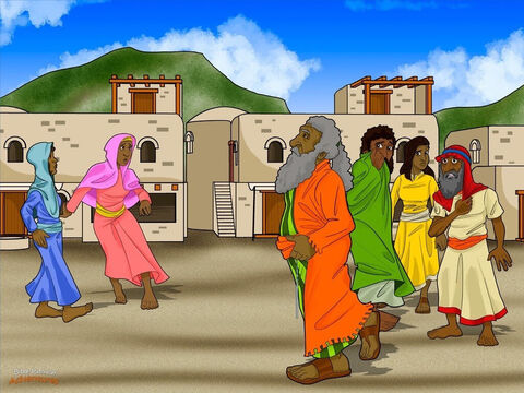Samuel natychmiast posłuchał Jahwe i pospieszył do Betlejem. Kiedy dotarł do bramy miasta, starsi wybiegli, aby go powitać.<br/>„Dlaczego tu przybyłeś? Czy przyszedłeś w pokojowych zamiarach?” – pytali wystraszeni. Mieli powody do zdenerwowania, ponieważ Samuel nie tylko był prorokiem, był też sędzią i dowódcą armii.<br/>„Nie bójcie się! Jestem tutaj, aby złożyć ofiarę Jahwe. Chodźcie i dołączcie do mnie” – powiedział prorok. Samuel zaprosił również Jessego i jego synów na ofiarę. <br/>„Jahwe wybierze następnego króla Izraela spośród twoich synów” – powiedział na osobności do Jessego.<br/>Kiedy Jesse i jego synowie przybyli na ofiarę, Samuel spojrzał na Eliaba, najstarszego syna. Hmmm… ten mężczyzna jest wysoki, przystojny i wygląda jak król, pomyślał. On musi być człowiekiem, którego wybrał Jahwe. – Slajd 3