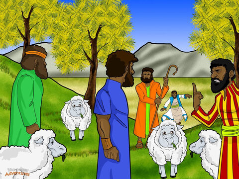 Chociaż Jakub i jego rodzina mieszkali w namiotach, Jakub był bogatym człowiekiem. Posiadał wielkie stada owiec i kóz, a także wiele wielbłądów i osłów. Każdego dnia jego rodzina ciężko pracowała na polach i dbała o zwierzęta.<br/>Pewnego dnia bracia zabrali owce ojca, aby wypasać je na odległych polach. Gdy Jakub nie widział ich przez wiele dni, powiedział do Józefa: „Idź do swoich braci i zobacz, czy trzymają się z dala od kłopotów”. <br/>Józef szybko okazał posłuszeństwo swojemu ojcu. Włożył swój piękny płaszcz i wyruszył na poszukiwanie swoich braci.<br/>Kiedy bracia zobaczyli Józefa w oddali, jeden z nich powiedział: „Oto nadchodzi nasz specjalista od snów. Zabijmy go i powiedzmy, że zjadło go dzikie zwierzę”. Pozostali bracia przytaknęli: „Nikogo nie ma w pobliżu, więc nikt się nie dowie, co zrobiliśmy”.  Ruben, który miał nadzieję, że później uratuje Józefa, potrząsnął głową: „Nie, nie zabijajcie go. Zamiast tego wrzućmy go do studni”. – Slajd 3