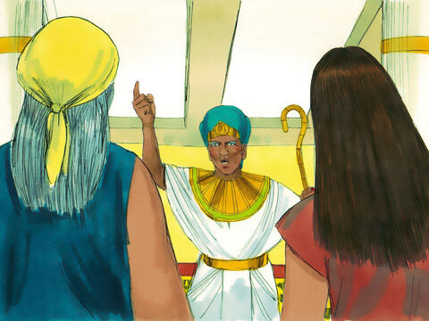 Faraon wezwał je do siebie i rozkazał, aby zabijały chłopców hebrajskich zaraz po porodzie. Tylko dziewczynki mogły pozostać żywe. – Slajd 9