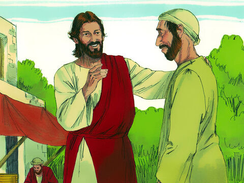 Kiedy Jezus usłyszał o tym, że wyrzucono tego człowieka, odnalazł go i zapytał: „Czy wierzysz w Syna Człowieczego?”. On zaś na to: „A kto to jest, Panie, abym mógł w Niego uwierzyć?”. Jezus powiedział: „Widzisz Go, bo jest nim Ten, który z tobą rozmawia”. – Slajd 9