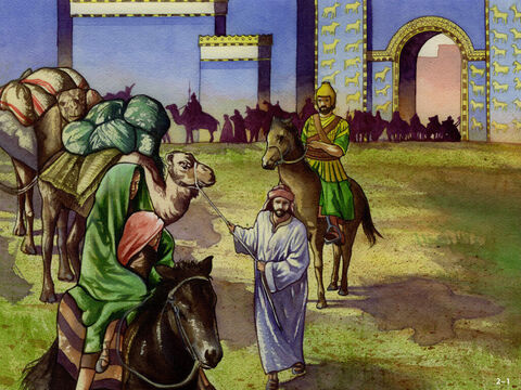 Teraz, gdy król dał pozwolenie Nehemiaszowi, by poszedł i odbudował mury Jerozolimy, czekała go długa podróż, licząca ponad tysiąc kilometrów.<br/>Król wysłał z nim kilku swoich żołnierzy i oficerów armii na koniach, aby go chronić. Nehemiasz miał też listy królewskie, aby pokazać je gubernatorom prowincji na trasie i umożliwić im przejście. To była podróż, która miała im zająć trzy miesiące. – Slajd 1
