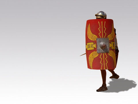 Żołnierz rzymski z tarczą ochronną. – Slajd 9