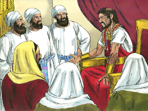 Kiedy usłyszał o tym król Herod, przeraził się, a z nim cała Jerozolima. Wezwał więc wszystkich arcykapłanów oraz nauczycieli Prawa i wypytywał ich, gdzie miał się urodzić Mesjasz. – Slajd 4