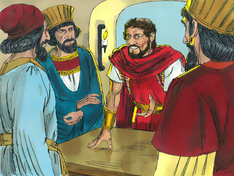 Wtedy Herod wezwał mędrców na potajemne spotkanie i wypytywał ich, kiedy dokładnie ukazała się gwiazda. Potem posłał ich do Betlejem i powiedział: „Idźcie tam i wypytajcie się dokładnie o to dziecko. A gdy je znajdziecie, dajcie mi znać, abym i ja poszedł i oddał mu pokłon”. Tak naprawdę król chciał zabić Jezusa. – Slajd 6