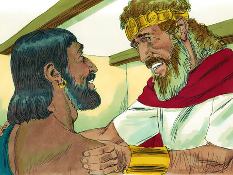 Wtedy król zapytał: „Jak się ma mój syn, Absalom? Czy wszystko z nim w porządku?”.<br/>„Niech to, co spotkało tego młodzieńca, będzie udziałem twoich nieprzyjaciół i wszystkich, którzy powstają przeciwko tobie, o królu!”, odpowiedział posłaniec.<br/> – Slajd 23