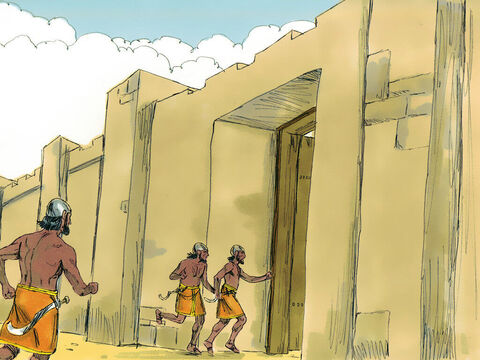 Kiedy Ammonici odkryli, że Aramejczycy uciekli z pola walki, sami też pouciekali do miasta. – Slajd 10