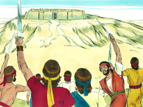 Jerozolima, miasto wznoszące się na górze Syjon, było potężną twierdzą, a jego mieszkańcy przechwalali się przed Dawidem: „Nie wejdziesz tutaj, nawet ślepi i kulawi przepędzą cię!”. – Slajd 3