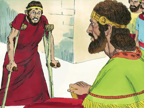 Dawid powiedział później Mefiboszetowi, że będzie zawsze jadł z jego stołu i będzie traktowany jak jeden z synów królewskich. – Slajd 8