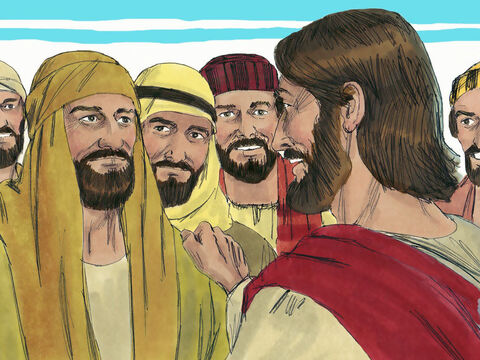 Kiedy apostołowie wrócili, opowiedzieli Jezusowi o wszystkim, czego dokonali. A On zabrał ich ze sobą na odludne miejsce niedaleko miasta Betsaida. – Slajd 25