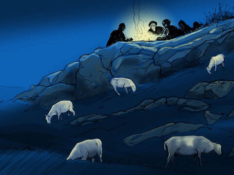 W nocy, gdy narodził się Jezus, na wzgórzach w okolicach Betlejem… – Slajd 1