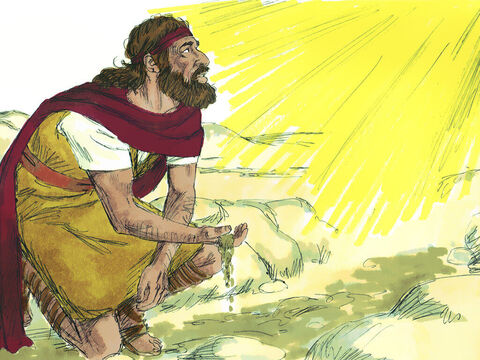Po upływie pewnego czasu wysechł również potok Kerit. Bóg powiedział wtedy Eliaszowi, aby poszedł na północ, ponieważ nakazał tam pewnej wdowie, aby się nim zaopiekowała. – Slajd 12