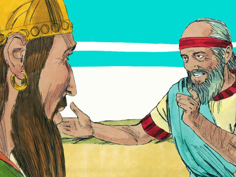Obadiasz szybko odszukał króla i opowiedział mu o spotkaniu z prorokiem. – Slajd 7