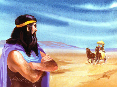 Eliasz nie bał się i spokojnie czekał na przybycie króla. – Slajd 15