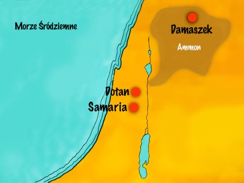 Królestwo Aramu znajdowało się niedaleko Izraela, w którym mieszkał prorok Elizeusz. – Slajd 2