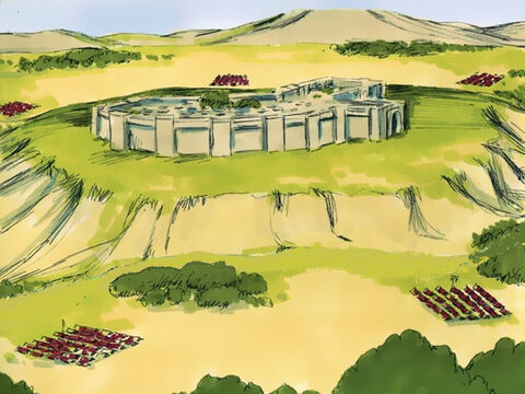 Król Aramu, Ben-Hadad, zebrał całą swoją armię i wyruszył, aby zdobyć Samarię, gdzie mieszkał król Izraela. – Slajd 1