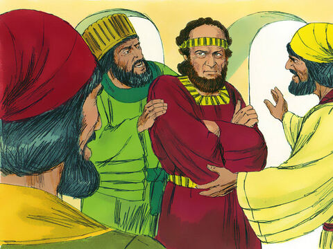 Wtedy poddani króla zwrócili uwagę Mordochajowi: „Dlaczego nie przestrzegasz zarządzenia króla?”. Upominali go tak codziennie, ale on ich nie posłuchał. Wiedzieli przy tym, że jest Żydem. – Slajd 15