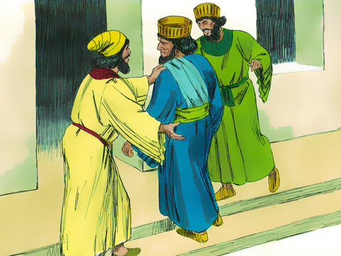 Słudzy donieśli o tym Hamanowi. A kiedy on dowiedział się, że Żyd Mordochaj nie kłania mu się i nie oddaje czci, wpadł we wściekłość. – Slajd 16