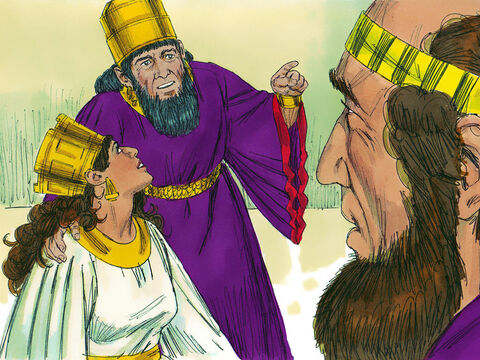 A król powiedział do Estery i Mordochaja: „Już przekazałem Esterze dom Hamana, którego powieszono na szubienicy, ponieważ odważył się podnieść rękę na Żydów. Napiszcie więc w sprawie Żydów, co uznacie za słuszne. Uczyńcie to w imieniu króla i opieczętujcie sygnetem królewskim. Pismo sporządzone w imieniu króla i opatrzone pieczęcią królewską nie może już być cofnięte”. – Slajd 8