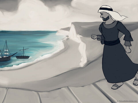 Jonasz pobiegł prosto do portu morskiego, aby odbyć podróż. – Slajd 10
