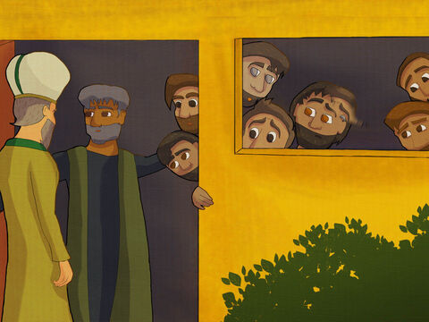 Samuel zapukał do drzwi Jessego, Jego siedmiu synów wyglądało na bardzo walecznych. Samuel przyjrzał się mężczyznom, każdy z nich miał jakiś szczególny talent. – Slajd 4