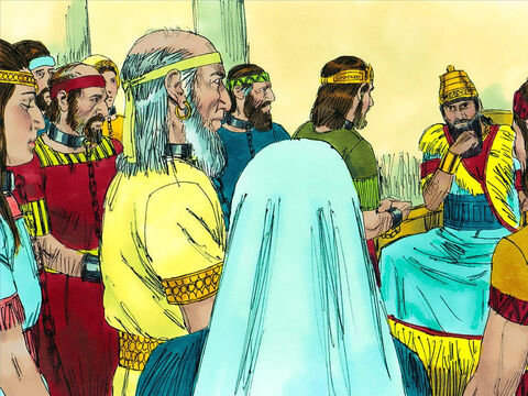 Król Nabuchodonozor wziął w niewolę Jojakima, jego matkę i żony. Wybrał też najlepiej wykształconych Żydów i uzdolnionych rzemieślników, których uprowadził do Babilonu. Wśród nich był Daniel i jego trzej przyjaciele, którym nadano imiona Meszach, Szadrach i Abednego. – Slajd 3