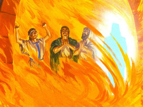 „Ja widzę tam czterech! I chodzą sobie w środku ognia. A ten czwarty wygląda jak Syn Boga”. – Slajd 40