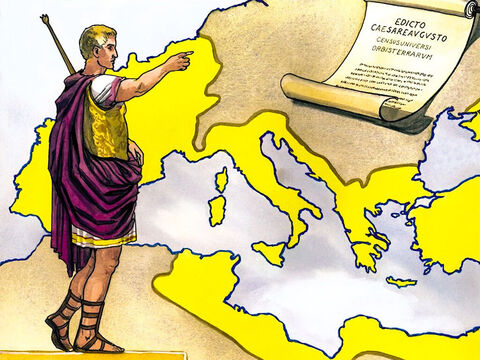 Gdy Kwiryniusz był namiestnikiem Syrii, ukazał się dekret cesarza Augusta, aby przeprowadzić spis ludności w całym państwie. Był to pierwszy tego rodzaju spis. – Slajd 1