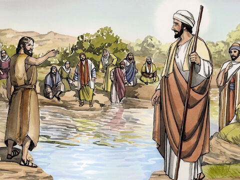 „... Nie jestem godny podawać Mu sandałów. On was będzie chrzcił Duchem Świętym i ogniem”. – Slajd 11