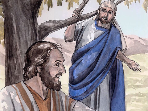 Filip odszukał Natanaela i powiedział do niego: „Znaleźliśmy tego, o którym pisał Mojżesz w prawie, a także prorocy  – Jezusa z Nazaretu, syna Józefa”. Natanael odpowiedział: „Czy cokolwiek dobrego może być z Nazaretu?”. Na to Filip: „Chodź sam i zobacz”. – Slajd 7