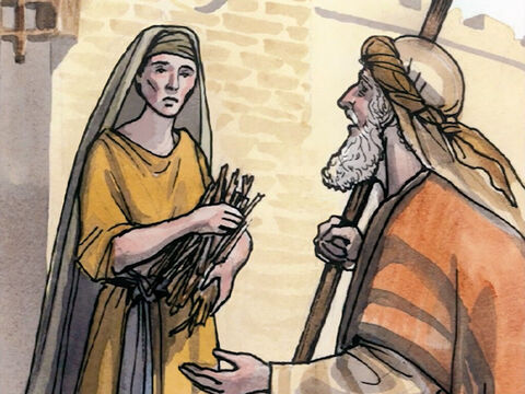 „Chociaż za czasów Eliasza, kiedy susza panowała przez trzy i pół roku i był wielki głód, żyło w Izraelu wiele wdów, do żadnej z nich Bóg nie posłał Eliasza, tylko do wdowy z Sarepty w Sydonie”. – Slajd 10