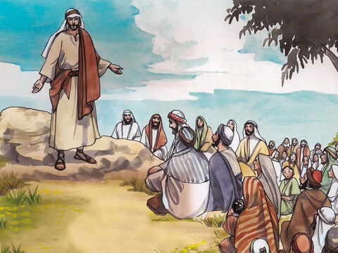 Jezus wszedł na górę i tak nauczał swoich uczniów: – Slajd 1