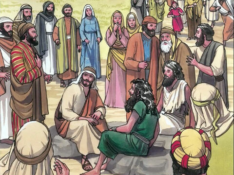 Wtedy wszyscy mieszkańcy miasta wyszli Jezusowi naprzeciw. Gdy Go zobaczyli, prosili, żeby odszedł z ich krainy. – Slajd 10