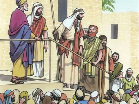 Jezus odwrócił się do tłumu i zapytał: „Kto Mnie dotknął?”. – Slajd 6