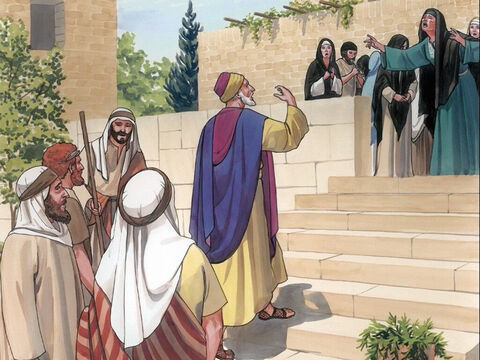 Kiedy Jezus przybył do domu Jaira rozkazał, by wszyscy wyszli, a sam z Piotrem, Jakubem i Janem oraz ojcem i matką dziewczynki wszedł do pokoju, gdzie leżała. – Slajd 13