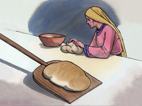 „Królestwo Niebios przypomina zakwas używany przy wypieku chleba. Gospodyni dodała go do ciasta rozrobionego z worka mąki (trzech miar mąki) i przeniknął on całą masę”. – Slajd 12
