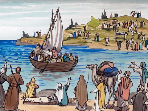 Potem Jezus poszedł na drugi brzeg Jeziora Galilejskiego, czyli Tyberiadzkiego. – Slajd 1
