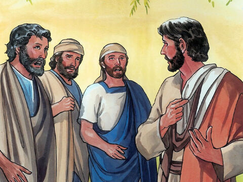 Jezus rozejrzał się i zobaczył, że wielki tłum zbliża się do Niego. Powiedział więc do Filipa: „Gdzie kupimy chleba, aby oni mogli się najeść?”. (Mówił to jednak, aby go wypróbować. Sam bowiem wiedział, co ma czynić). A Filip odpowiedział: „Chleba kupionego za dwieście denarów nie wystarczyłoby, aby każdy z nich otrzymał choć trochę”. – Slajd 4