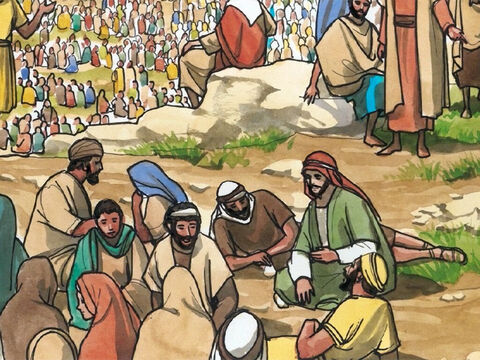 Jezus przebywał w regionie Dekapolu, gdzie mieszkało wielu pogan.  Tłum, który przyszedł posłuchać Jezusa, nie miał co jeść. – Slajd 1