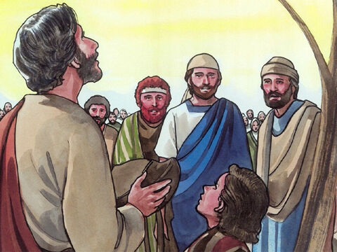 Potem wziął siedem chlebów, zmówił modlitwę dziękczynną, łamał je i dawał swoim uczniom, aby rozdawali. – Slajd 6