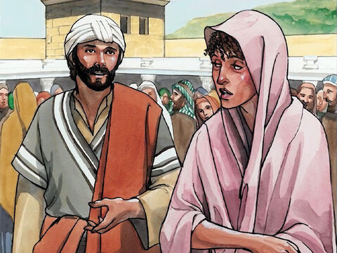 Wtedy Jezus się podniósł i powiedział do niej: „Kobieto, gdzie oni są? Nikt cię nie potępił?”. Ona na to: „Nikt, Panie”. Wówczas Jezus powiedział: „Ja również ciebie nie potępiam. Idź i odtąd już nie grzesz”. – Slajd 10