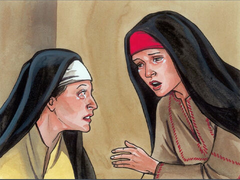 Potem Marta zawołała swoją siostrę: „Nauczyciel tu jest i woła cię”. – Slajd 4