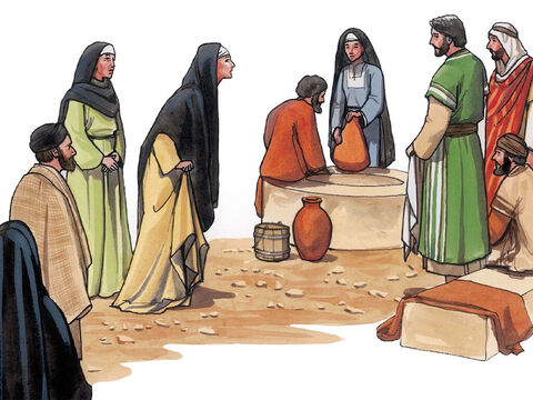 Kiedy Maria to usłyszała, szybko wyszła do Jezusa. Jezus natomiast jeszcze nie wszedł do miasteczka, ale był w tym miejscu, gdzie Go spotkała Marta. Kiedy Żydzi, którzy byli z Marią w domu i ją pocieszali, zobaczyli, że wstała i wyszła, poszli za nią w przekonaniu, że idzie do grobu, aby tam płakać. – Slajd 5