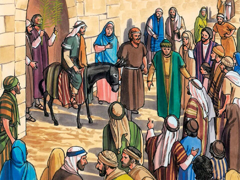 Kiedy przybył do Jerozolimy, poruszyło się całe miasto. Ludzie pytali: „Kto to jest?”. Tłumy zaś odpowiadały: „To jest Jezus, prorok z Nazaretu w Galilei”. – Slajd 8