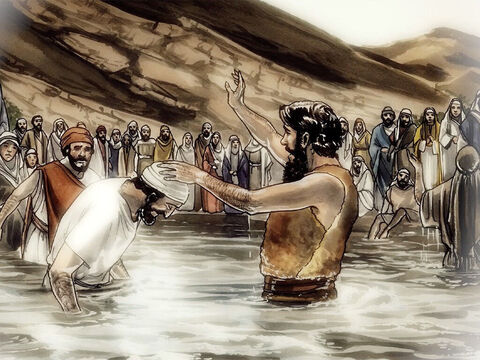 Wtedy Jezus powiedział: „Ja też zapytam was o jedną rzecz. Jeśli Mi odpowiecie, to i Ja wam powiem, jakim prawem to czynię. Czy Jan chrzcił z nakazu Bożego czy ludzkiego?”. – Slajd 12